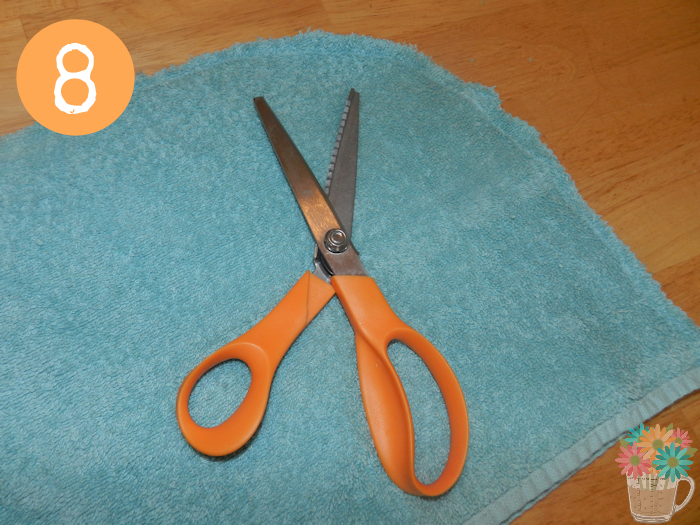 Step 8: Cut the excess fabric off using pinking shears.