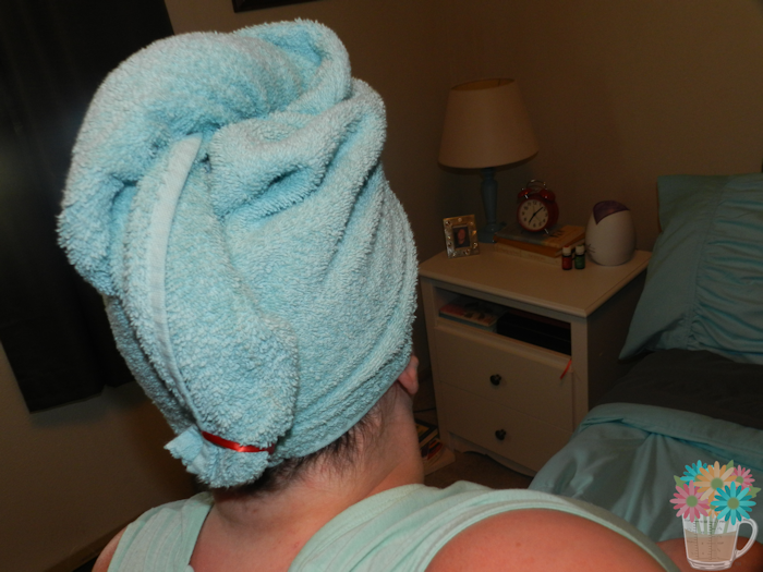 towel complete on head
